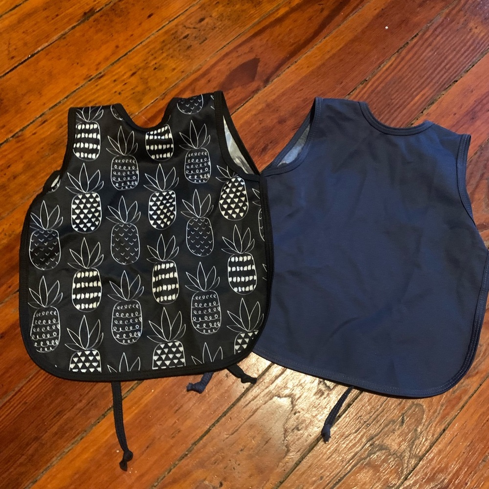 NEW Pineapple + Navy Monochrome Bapron Set (bib-apron) 6m-3T